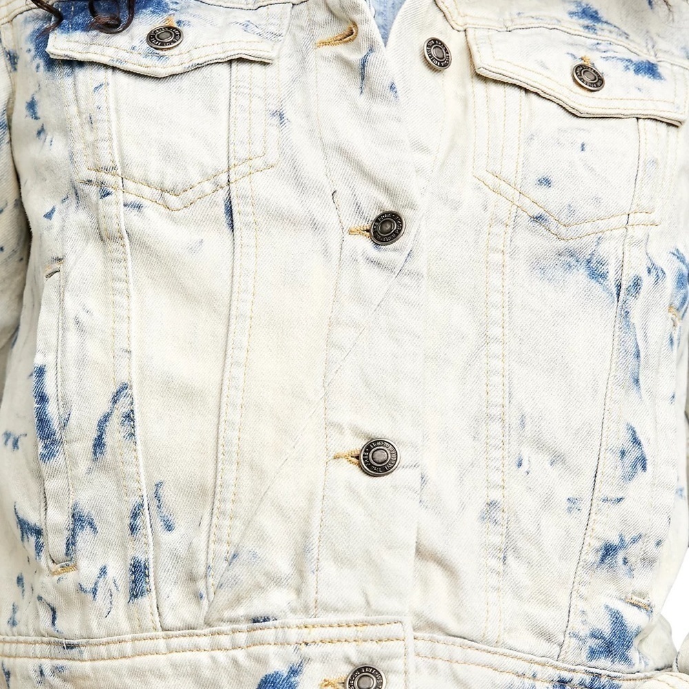 Nwt Free People Rumors Denim Jacket in Jones Tie Dye Blue Women’s Size XS - Picture 4 of 6